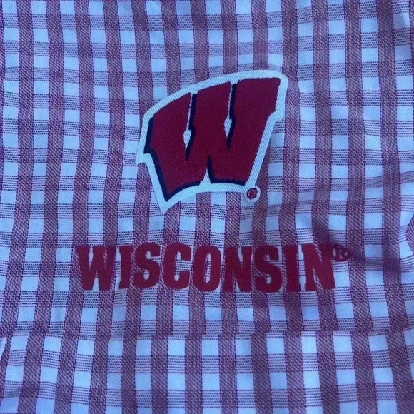 Antigua Western Plaid Button Up Shirt University of Wisconsin NWT Medium - Picture 2 of 5